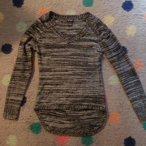 Black and Gray sweater with glitter flecks.